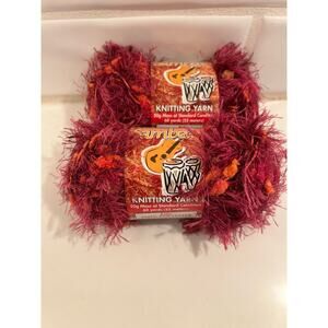 Lot of 2 Samba Sullivans Knitting Eyelash Yarn Fun Fur Pink Aztec Yarn #90402